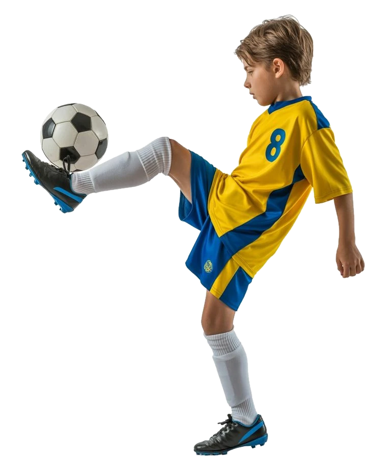 Young footballer juggling a ball